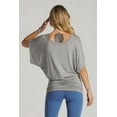 thumbnail image 5 of BAIEBLEUE GLOBAL Women's Solid Butterfly Short Sleeve V Neck Dolman Top HGrey L, 5 of 6