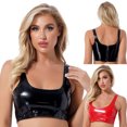 thumbnail image 6 of Women Shiny Leather Tank Top, Glossy PVC Leather, Hot Breast Exposed, Wetlook Latex Vest, 6 of 6
