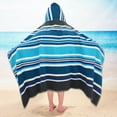 thumbnail image 4 of Hooded Bath Towel Wrap - 100% Terry Large Oversized Hooded Kids Towel - Toddler Shower Pool Beach Towel - Super Soft Plush Absorbent Quick Dry Easy Care Gift - - Stripes Blue, 4 of 4