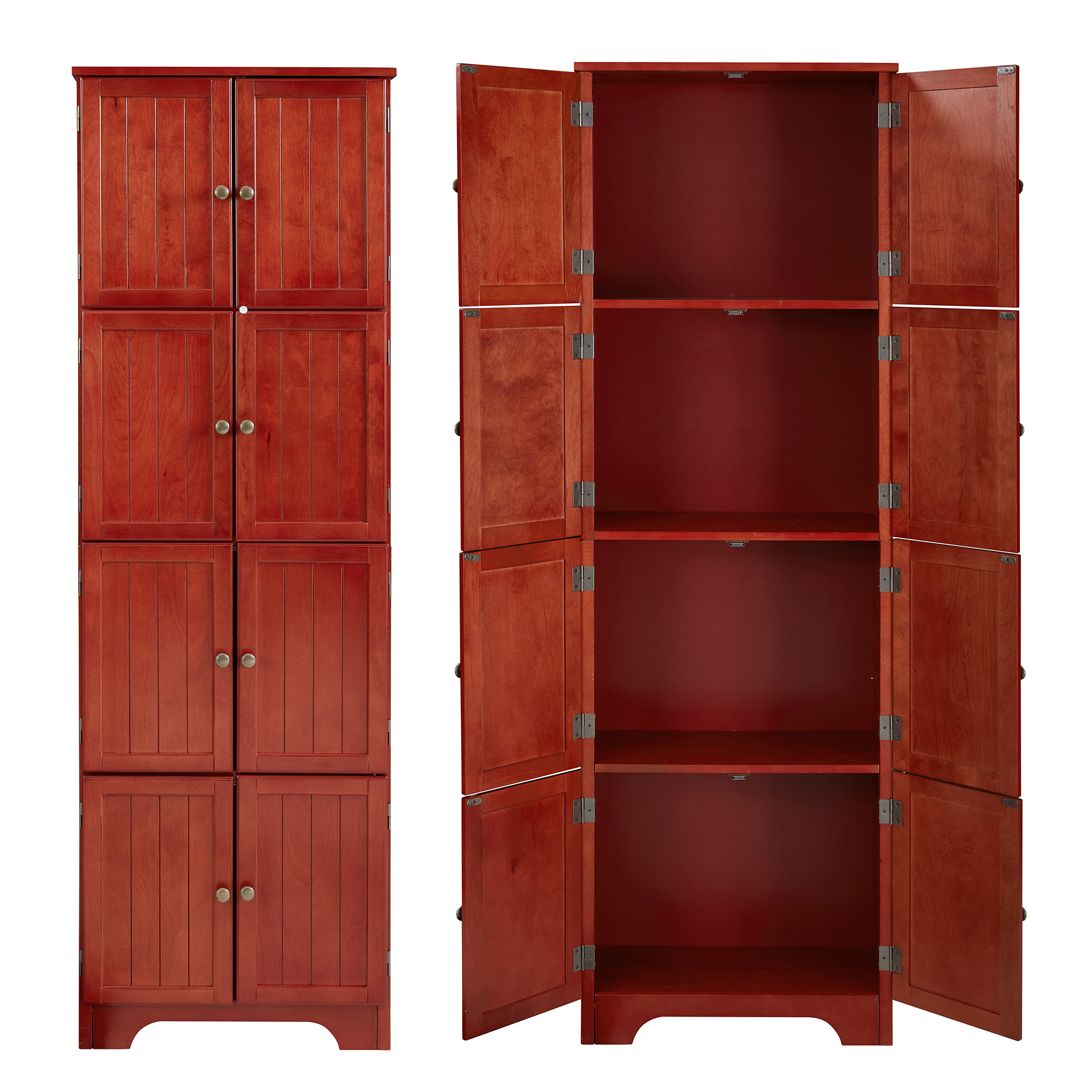 MDQMD Farmhouse Storage Cabinet with Doors and Shelves,72.4'' Tall Kitchen Pantry Cabinet,Wooden Bathroom Cabinet for Hallway,Cherry