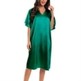 thumbnail image 1 of Conjunto de pijama de seda para mujer, corte holgado, diseño asimétrico, cinturón para atar, color liso, ropa de estar por casa para todas las estaciones, 1 of 4