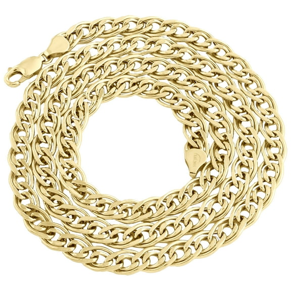 10K Yellow Gold 7mm Double Cuban Curb Italian Link Chain Necklace 22 Inch