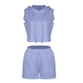 thumbnail image 5 of Wyongtao Women's 2 Piece Outfits Sleeveless Hoodie Pullover Drawstring Crop Tops Short Pants Lounge Sets Sweatsuit,Blue XXL, 5 of 8