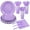 Purple, variant on 175 Pcs Paper Plates and Napkins Party Supplies, 25 Guests Disposable Party Decorations, Paper Plates Napkins Cups for Baby Shower Birthday Wedding