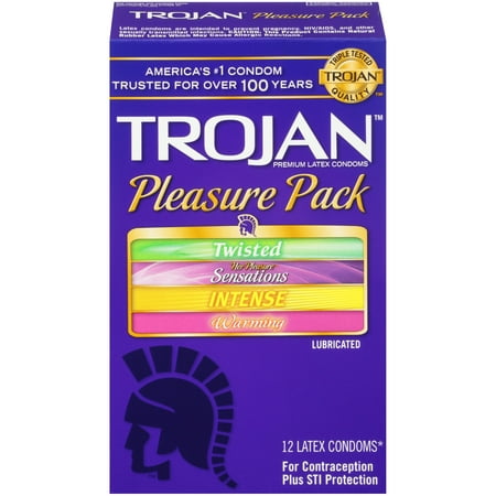TROJAN Pleasure Pack Condoms, 12 Count (Best Condoms For Her Pleasure 2019)