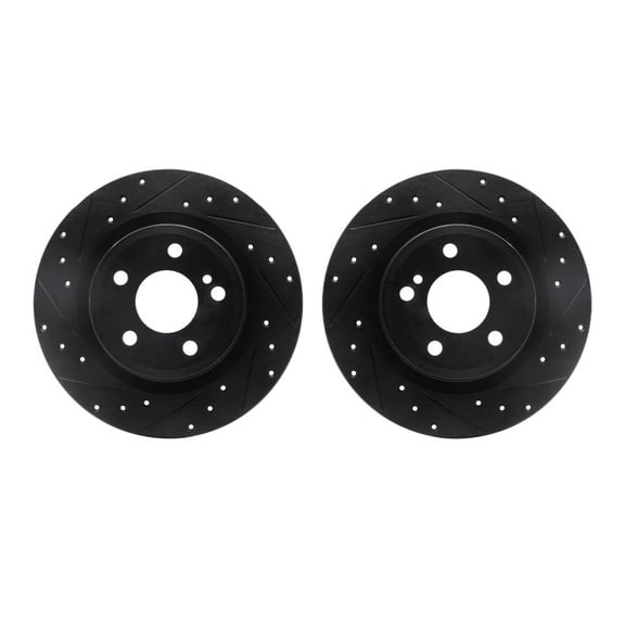 Dynamic Friction Company Rear Brake Rotors-Drilled and Slotted-Black 8002-63142