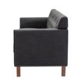 thumbnail image 3 of Upholstered Sofa with Armrest and Center Support Legs, Wood Tufted Couch with Nail Head Design, Leisure Lounge Couch for Living Room, Office, Home, Weight Capacity 600 Pounds, Black, 3 of 9