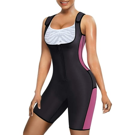 

Nebility Women Full Body Shapewear Sport Sweat Neoprene Suit Waist Trainer Bodysuit with Adjustable Straps for Weight Loss(Black Large)