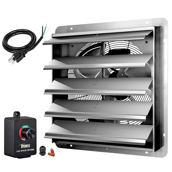 Ventilador de escape con persiana montado en la pared iPower de 20 pulgadas, plateado