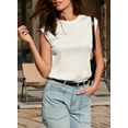 thumbnail image 6 of SHEWIN Womens Shirts Short Sleeve Crewneck Tops Textured Knitted Classic Basic T Shirts Lightweight Solid Color Women Blouse White, 6 of 11
