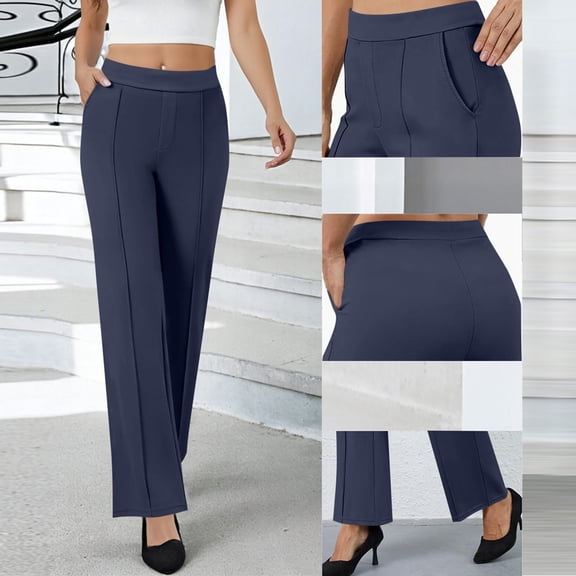 Mifsaly Dress Pants Women Pleated High Wasit Wide Leg Pant Petite Breathable Comfortable Business formal Work Trousers with Pockets