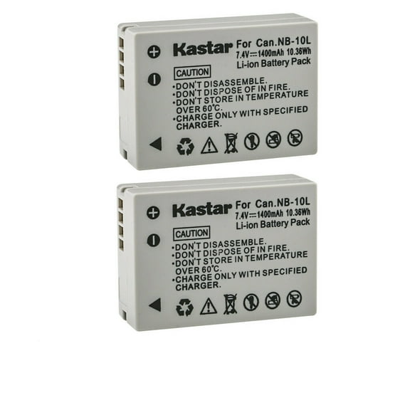 Kastar 2-Pack NB-10L Battery 7.4V 1400mAh Replacement for Canon PowerShot G1 X, PowerShot G3 X, PowerShot G15, PowerShot G16, PowerShot SX40 HS, PowerShot SX50 HS, PowerShot SX60 HS Camera