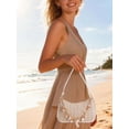 thumbnail image 2 of Deago Shoulder Bag for Women Boho Seashell Pearl Beaded Straw Beach Bag Cute Hobo Handbags Retro Clutch Underarm Purse (Khaki), 2 of 9
