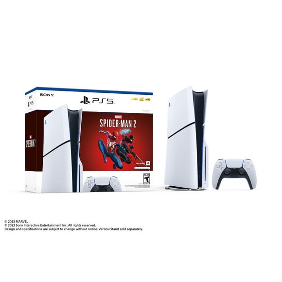 Ens. de console PlayStation 5 mince et jeu vidéo Marvel’s Spider-Man 2 360ml