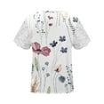 thumbnail image 5 of LOVZFMLL Hauts d'Été pour Femmes Femmes Mode Été Pli Imprimé Régulier Femmes Manches Courtes Col en V Bouton Haut, 5 of 5