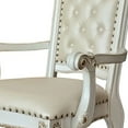 thumbnail image 3 of 27 Inch Classic Vegan Leather Armchair, Button Tufted, Carved, White - Saltoro Sherpi, 3 of 5