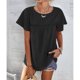 thumbnail image 3 of Blusa de jacquard con mangas con volantes Blusa de jacquard con mangas con volantes y cuello redondo de color liso para mujer Verano Primavera, 3 of 8