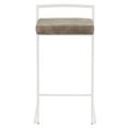 thumbnail image 6 of Fuji Contemporary Stackable Counter Stool In White With Brown Cowboy Fabric Cushion - Set Of 2, 6 of 7