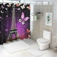 thumbnail image 7 of Autua Eiffel Tower Butterflies Bathroom Décor Set Graphic Print Polyester Stylish Shower Curtain with Hooks 100% Polyester Fiber Chic Modern Decor Washable Shower Curtain 36"x72, 7 of 7