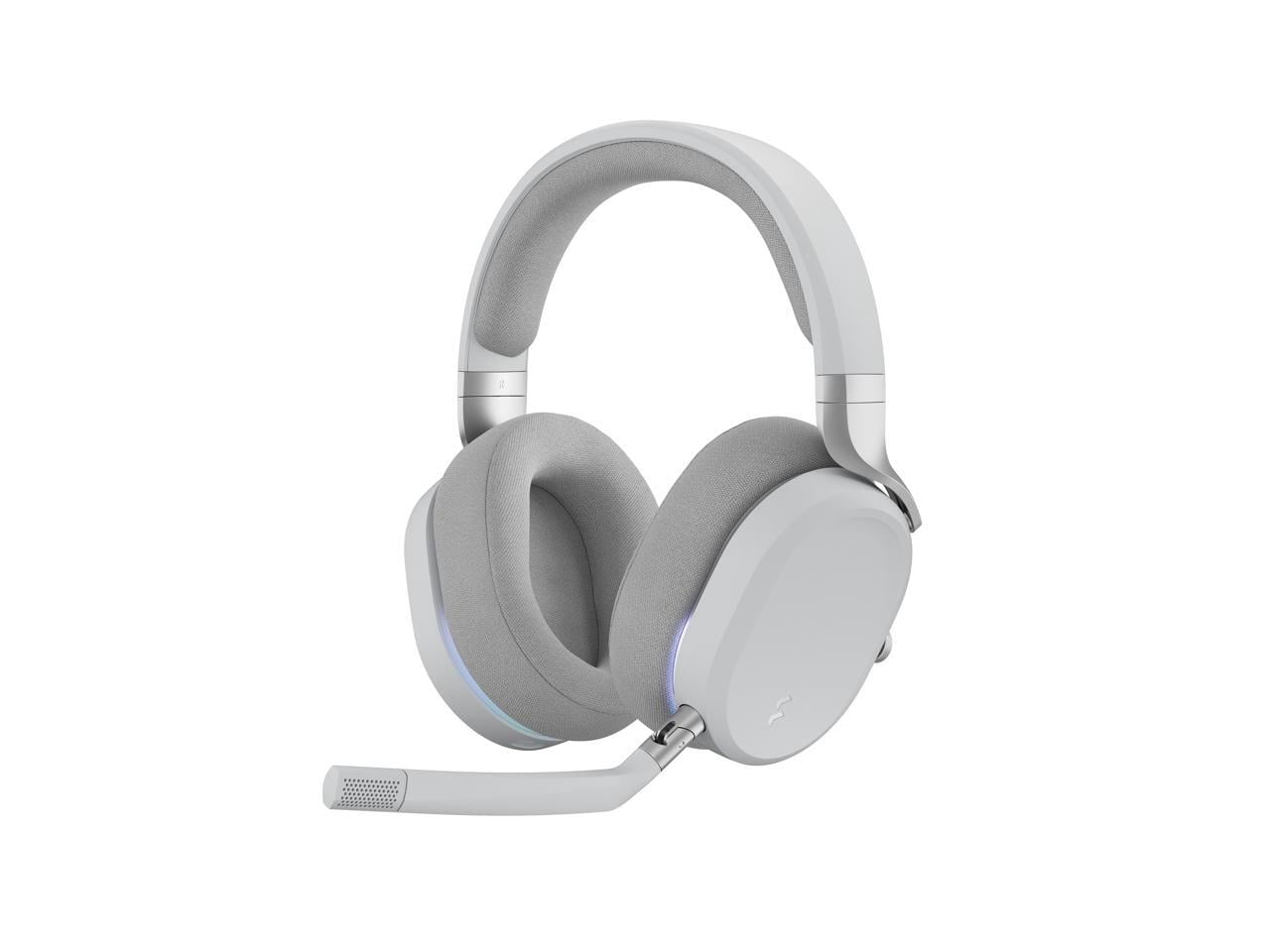 Fractal Design Scape Light RGB Wireless Gaming Headset w/ Immersive Audio, USB Dongle & BT 5.3, Charging Stand, 40-Hr Battery, compatible with PC, Mac, PS4, PS5, Switch, Mobile - Gray (FD-HS-SCA1-02)