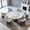 59" Table + 8 Beige Chairs, variant on Montary 7 Piece Dining Table Set, Modern Dining Table Set of 6, Round 59" D Faux Marble Dining Table with Lazy Susan, Sintered Stone and Metal Dining Table with 6 Dining Chairs, for Dining Room