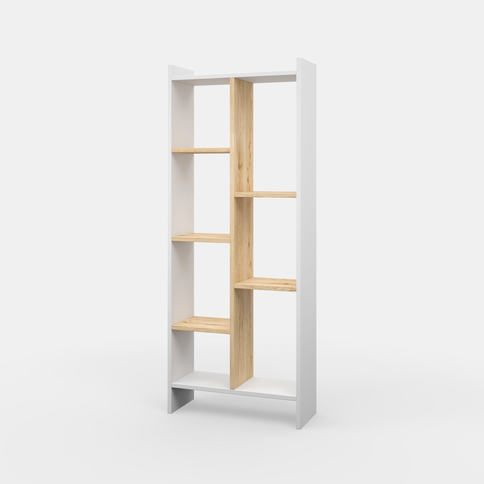 Ada Home Decor Eden 4 Tier Open Shelf Modern Bookcase, Oak/White