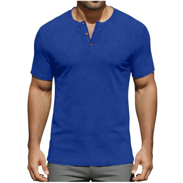 Usted Es Más Que una Prueba de Puntuación Estilo de Camisa Casual de Color Sólido Botón de Manga Corta Cuello Redondo Blusa, Hombre Casual de Manga Corta Botón Abajo Camisas Suéter