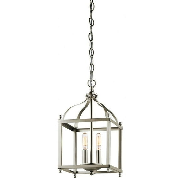 Farmhouse Two Light Chandelier-Brushed Nickel Finish Bailey Street Home 147-Bel-2611324