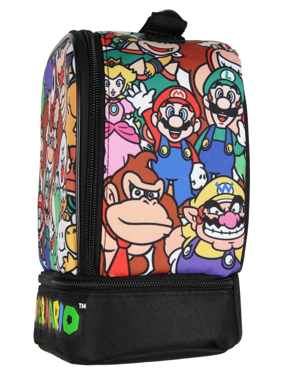 Super Mario Lunch Box Soft Kit Dual Compartment Insulated Cooler Characters