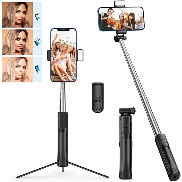Perche à selfie Bluetooth, perche à selfie portable tout-en-un avec lumière  d'appoint, télécommande et trépied, trépied de téléphone extensible léger  pour iPhone 13 12 Pro Max/12/11 Pro/XS/XR/X/8 - - 