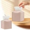 thumbnail image 3 of Square Tissue Box Cover PU Leather Decorative Organizer with Bottom Belt Modern Design for Bathroom Vanity Countertop Office Desk Night Stand Living Room Car and Home Decor Storage Solution, 3 of 3