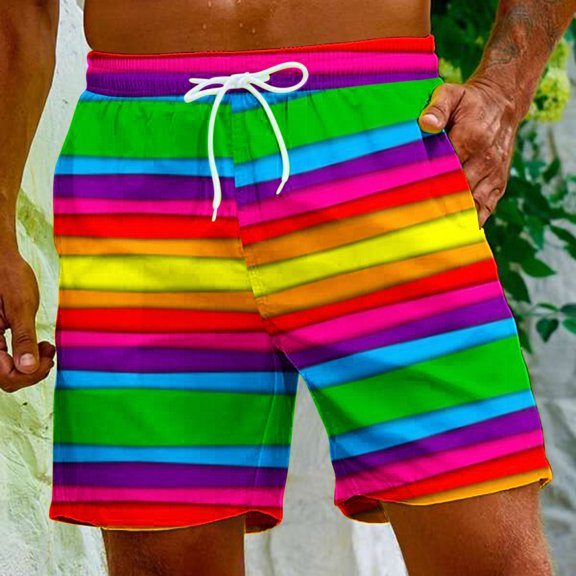 HaoXianJian Men's Shorts Hawaiian Summer Beach Short Multicoloured Printing Casual Lightweight Swim Trunks Drawstring Quickly Dry Holiday Tropical Shorts with Pockets 3X 4X 5X