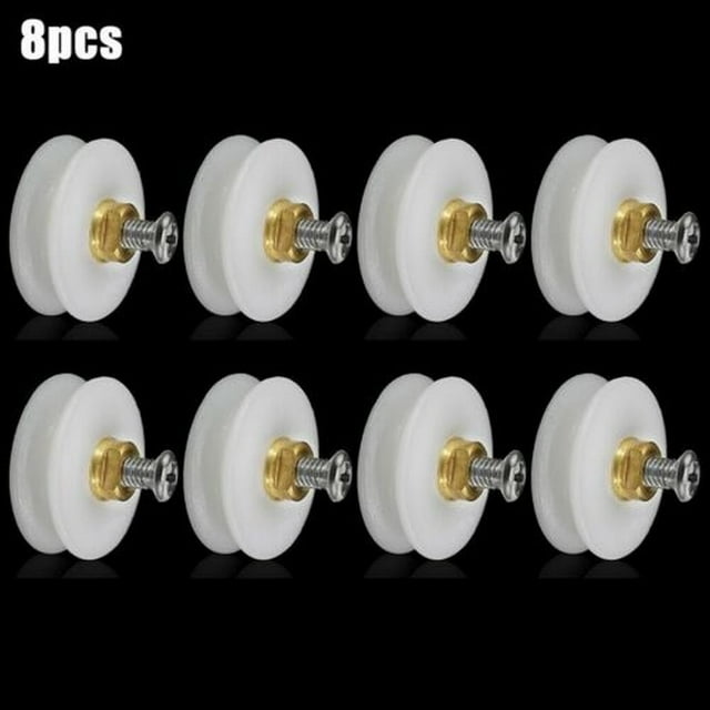 Rouleaux de Porte de Douche Pièce de Rechange pour Douche Roues Blanches 22mm 4/8 Pcs Pièces de Bain Antirouille Rainurées