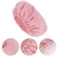 thumbnail image 3 of Unique Bargains 1 Pc Women Lightweight Bath Cap for Bathroom Business Travel Pink PEVA Bubble Cloth, 3 of 3