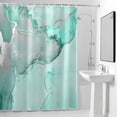 thumbnail image 3 of Teal Fluid Art Fabric Shower Curtain for Bathroom Abstract Waves Waterproof Polyester Bath Curtain with 12 Hooks Washable Shower Curtain with Grommets 72"x72", 3 of 9
