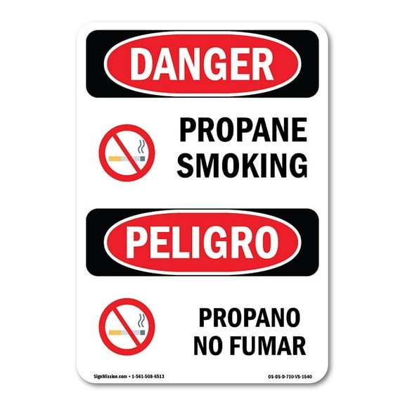 OSHA Danger Sign - Propane No Smoking With Symbol | Plastic Sign | Protect Your Business, Construction Site, Warehouse & Shop Area |  Made in The USA