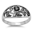 thumbnail image 1 of Antiqued Floral Flower Tree Leaf Ring .925 Sterling Silver Band Jewelry Female Male Unisex Size 5, 1 of 4
