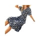 thumbnail image 5 of SAYOO Mujer Verano Cuello en V Manga Corta Cintura Alta Ruffle Hem Midi Vestidos SAYOO Sexy, 5 of 7