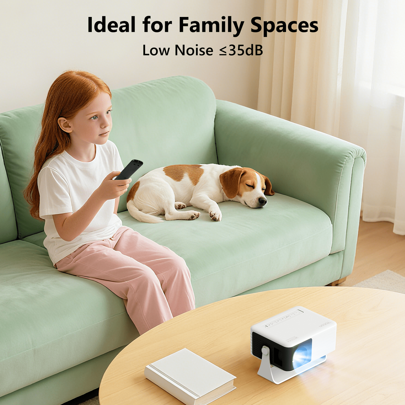 CocoBear Mini Projector 720P HD Portable Projector, 4000 Lumens LED, WiFi Bluetooth 5.1, 30–120" Screen, HDMI USB AV Compatible, Home Theater Outdoor Movie Projector, Black