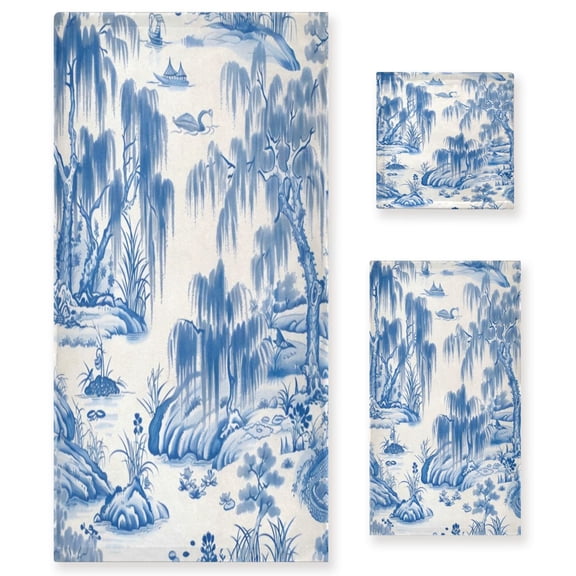 Three-Piece Towel Set Face Towel Towel Set Hand Towel Bath Towel Cotton Bath Towels Bath Towel Sets Hand Bath Towels River Willow