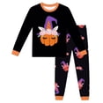 thumbnail image 5 of CAIVO Girls Halloween 2 Piece Pajama Sets Kids Pumpkin Print Long Sleeve O-Neck Tops And Pants Wear Soft Night Holiday Party Loungewear, 5 of 6