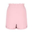 thumbnail image 5 of CQONEPT Womens Shorts With Pockets Ruffle Loose Button Short Pants Low Waist Solid Color Summer Vacation Pants Pink L, 5 of 6