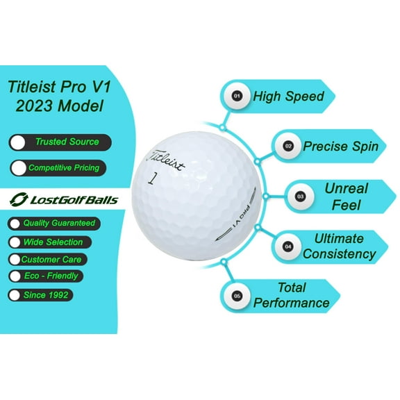 100 Titleist Pro V1 Golf Balls in Good Condition, 2023 Year Model, AAA Quality, Used & Recycled Used Golf Balls, Titleist ProV1, The #1 Ball in Golf, White