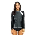 thumbnail image 3 of BeautyIn Women's Long Sleeve Rash Guard Top Zip Front Swim Shirt UPF 50, 3 of 7