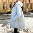 thumbnail image 5 of Womens Coats Hooded Pocket Fleece Zipper Long-sleeved Solid-color Thickened Casual Jacket,Coats for Women Light Blue L, 5 of 6