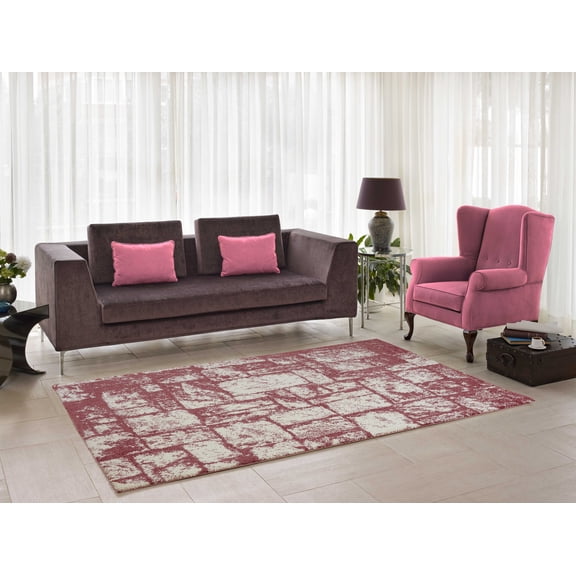 Ladole Rugs Comfortable Stylish Indoor Contemporary Abstract Elegent Soft European Carpet Area Rug in Rose Cream, 3x10 (2'7" x 9'10", 80cm x 300cm)
