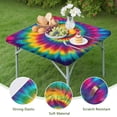 thumbnail image 4 of Rainbow Tie Dye Mandala Pattern Square Fitted Tablecloth with Elastic Edge,Square Table Cover,Washable Elastic Table Cover for Home Kitchen Party Decor 34"x34", 4 of 6
