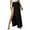 Black, variant on Women Elastic High Waist Skirt,Flowy Long Skirt Side High Split Loose Fit Sweat Absorption Long Beachwear Skirt