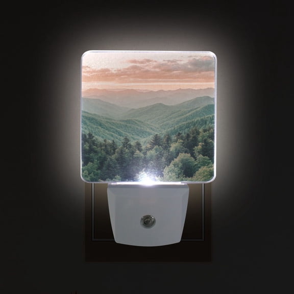 Yayeee LED Plug in Night Light for The Home with Auto Dusk to Dawn Light Sensors, 2 Pack, Mountains at Dawn
