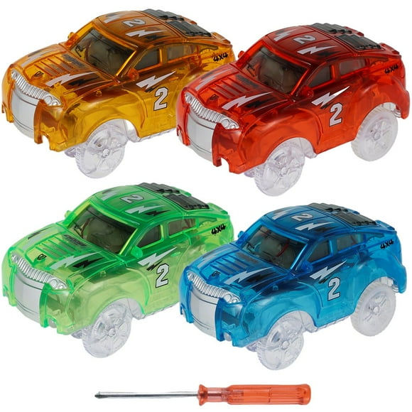 4 Pcs Voiture Jouet pour Enfants avec 5 Lumières LED Brillent dans le Noir Voiture de Course Jouet